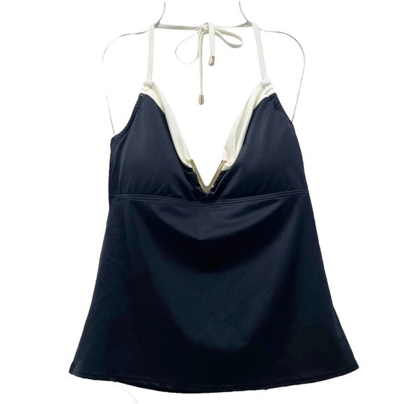 NWT Vince Camuto Halter Takini Black & Cream Two Piece Swimsuit Size Medium NEW - Picture 5 of 15
